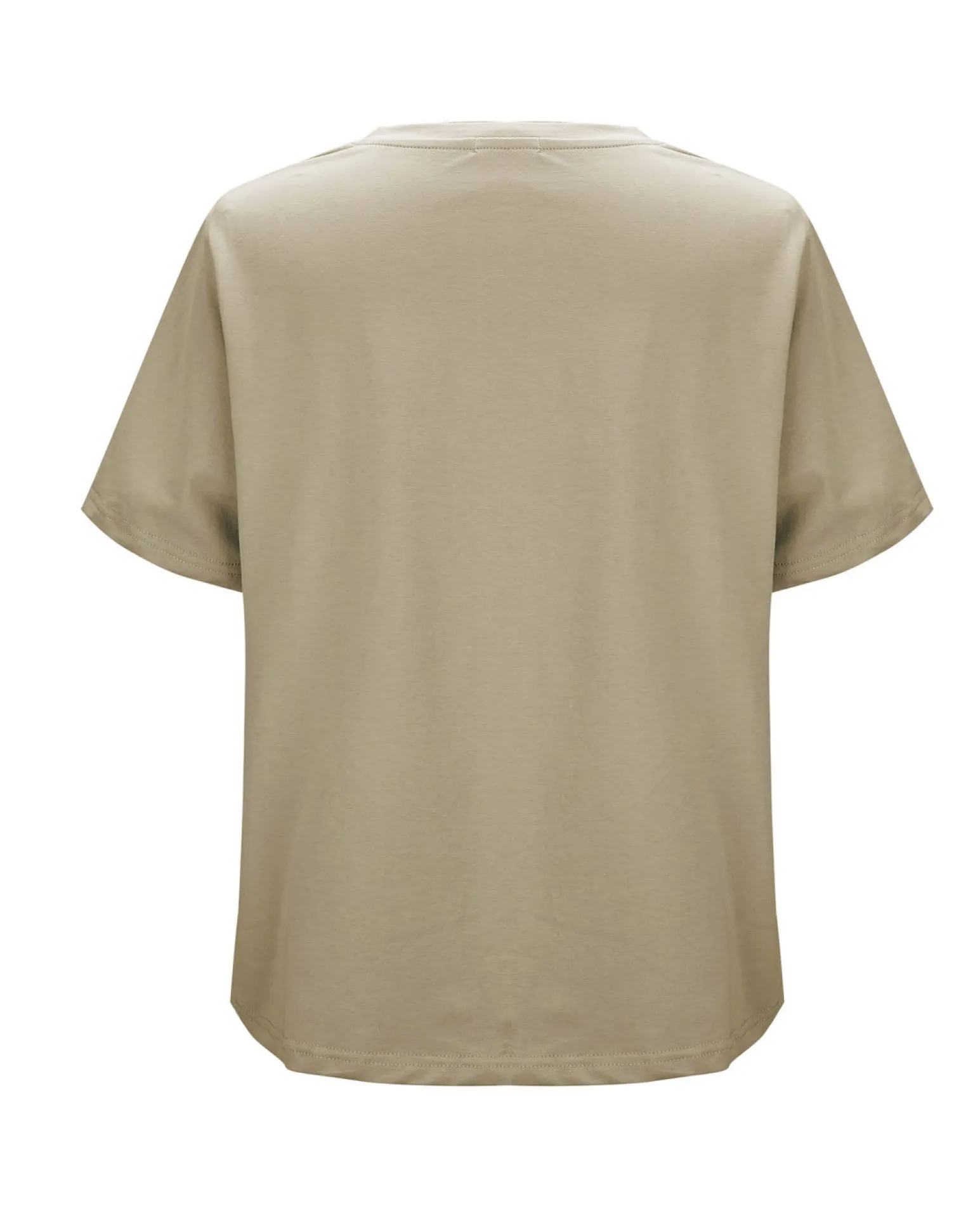 BACHATA - Tshirt manica corta beige con scritta e strass