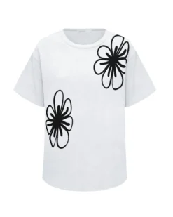 BACHATA -Tshirt manica corta con stampa fiori