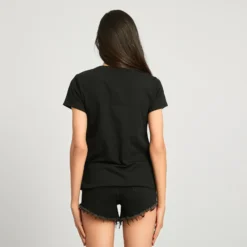 BACHATA - TSHIRT MANICA CORTA NERA CON STAMPA BORSETTA