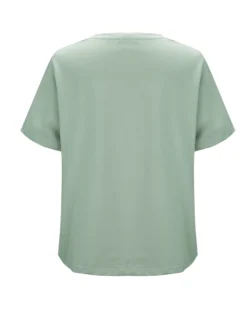 BACHATA - Tshirt manica corta verde salvia con scritta e strass