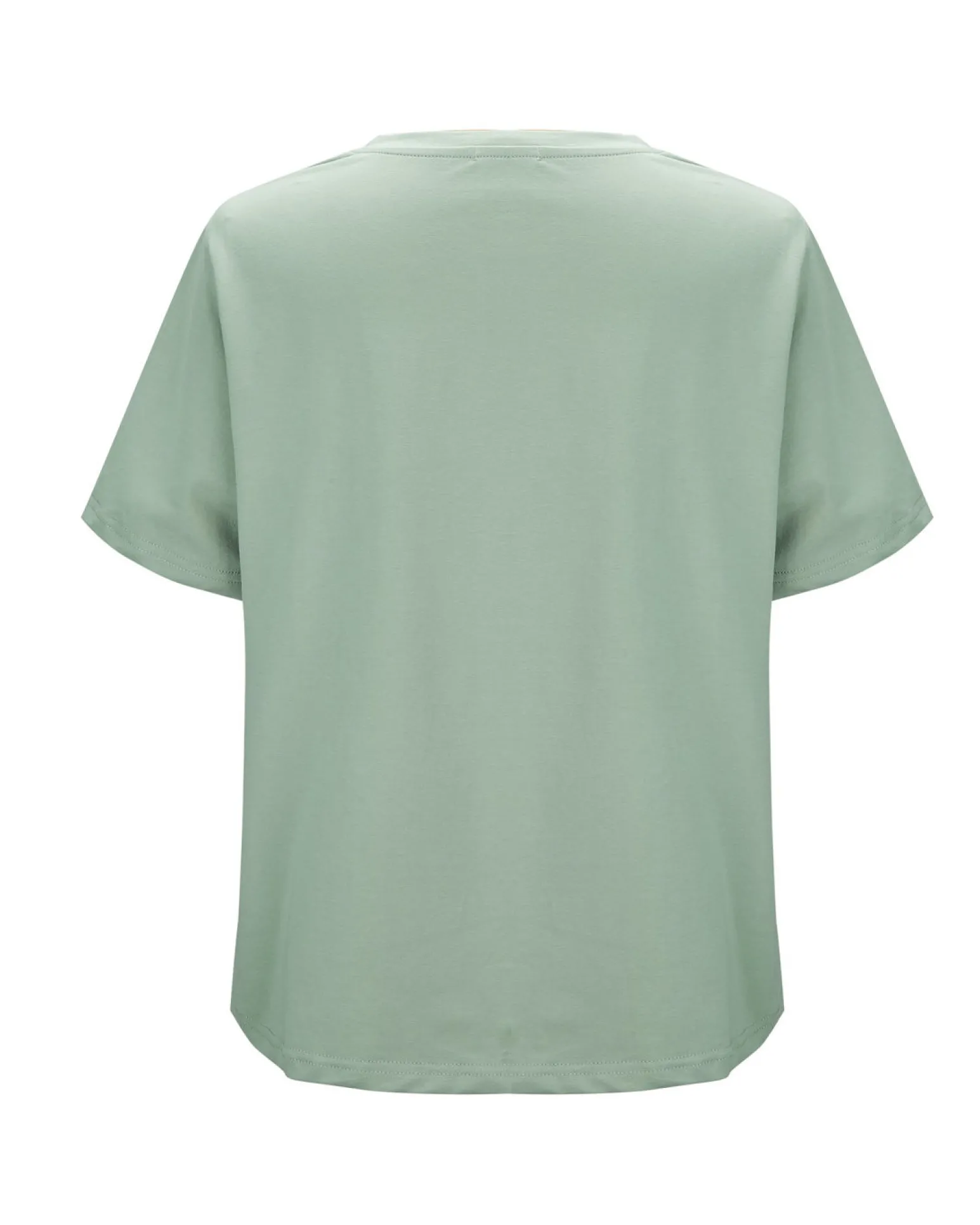 BACHATA - Tshirt manica corta verde salvia con scritta e strass