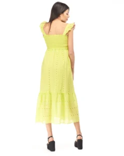 BACHATA - VESTITINO LIME SPALLA LARGA BALZE CON PIZZO