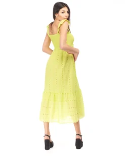 BACHATA - VESTITINO LIME SPALLA LARGA BALZE CON PIZZO