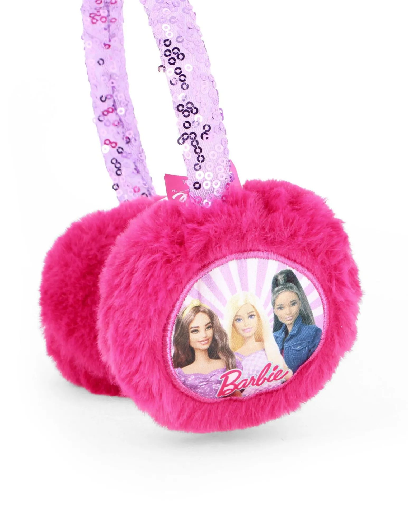 BARBIE - Paraorecchie bimba viola in peluche con paillettes sul cerchietto
