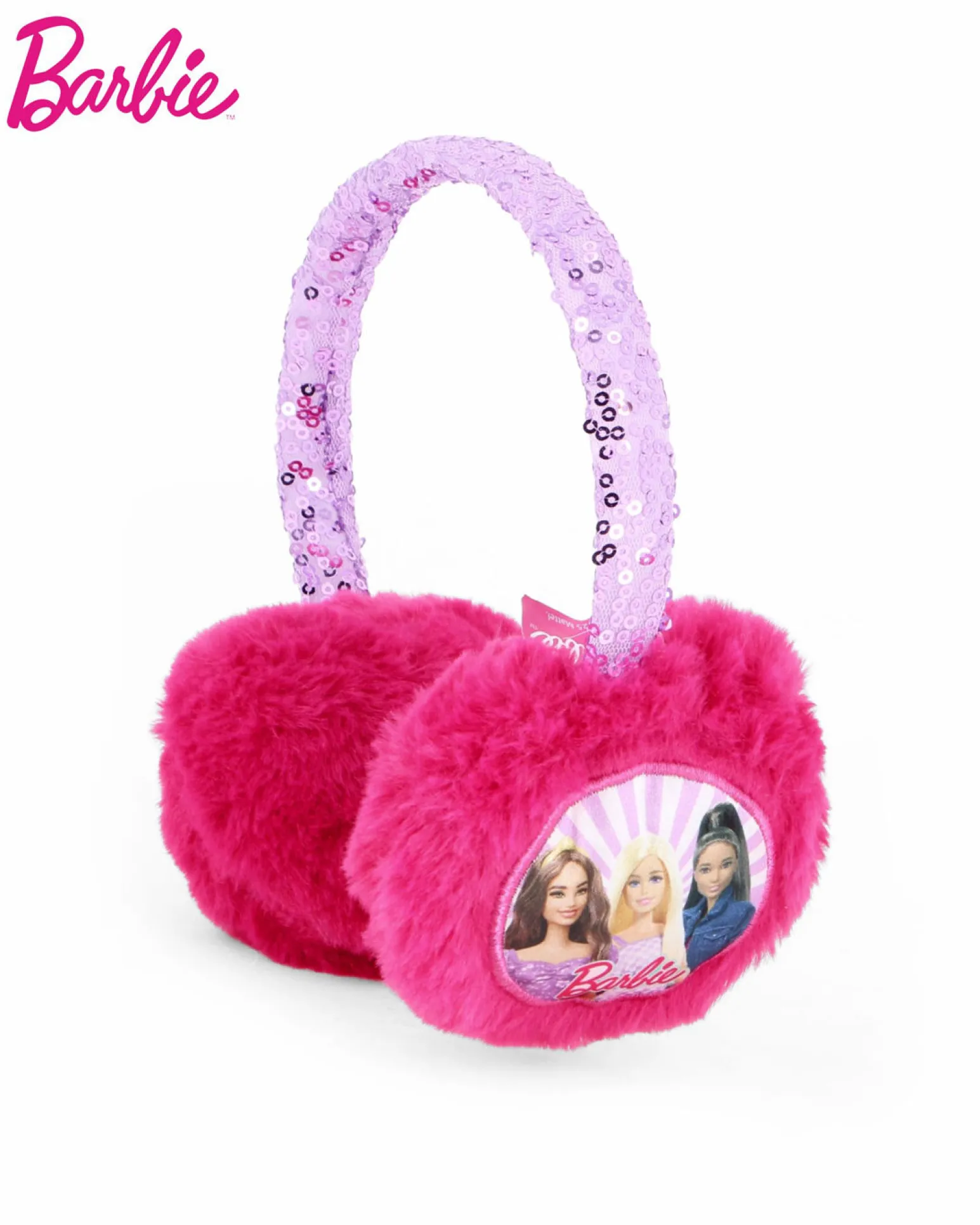 BARBIE - Paraorecchie bimba viola in peluche con paillettes sul cerchietto