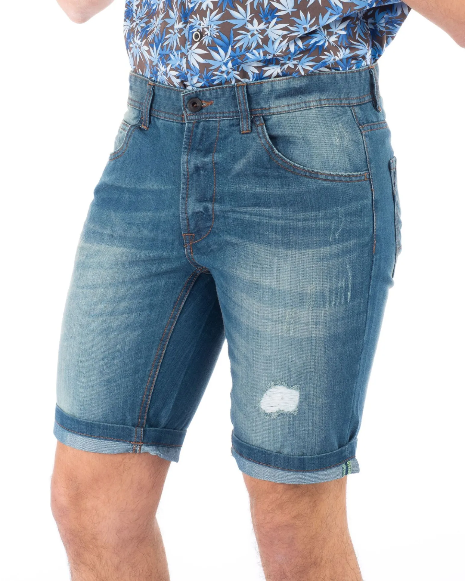 BERMUDA JEANS 5 TASCHE ROTTURE
