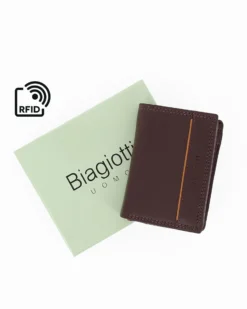 BIAGIOTTI - Portafoglio da uomo marrone in VERA PELLE