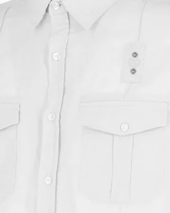 BLUE LEMON - Camicia manica corta bianca in lino