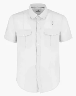 BLUE LEMON - Camicia manica corta bianca in lino