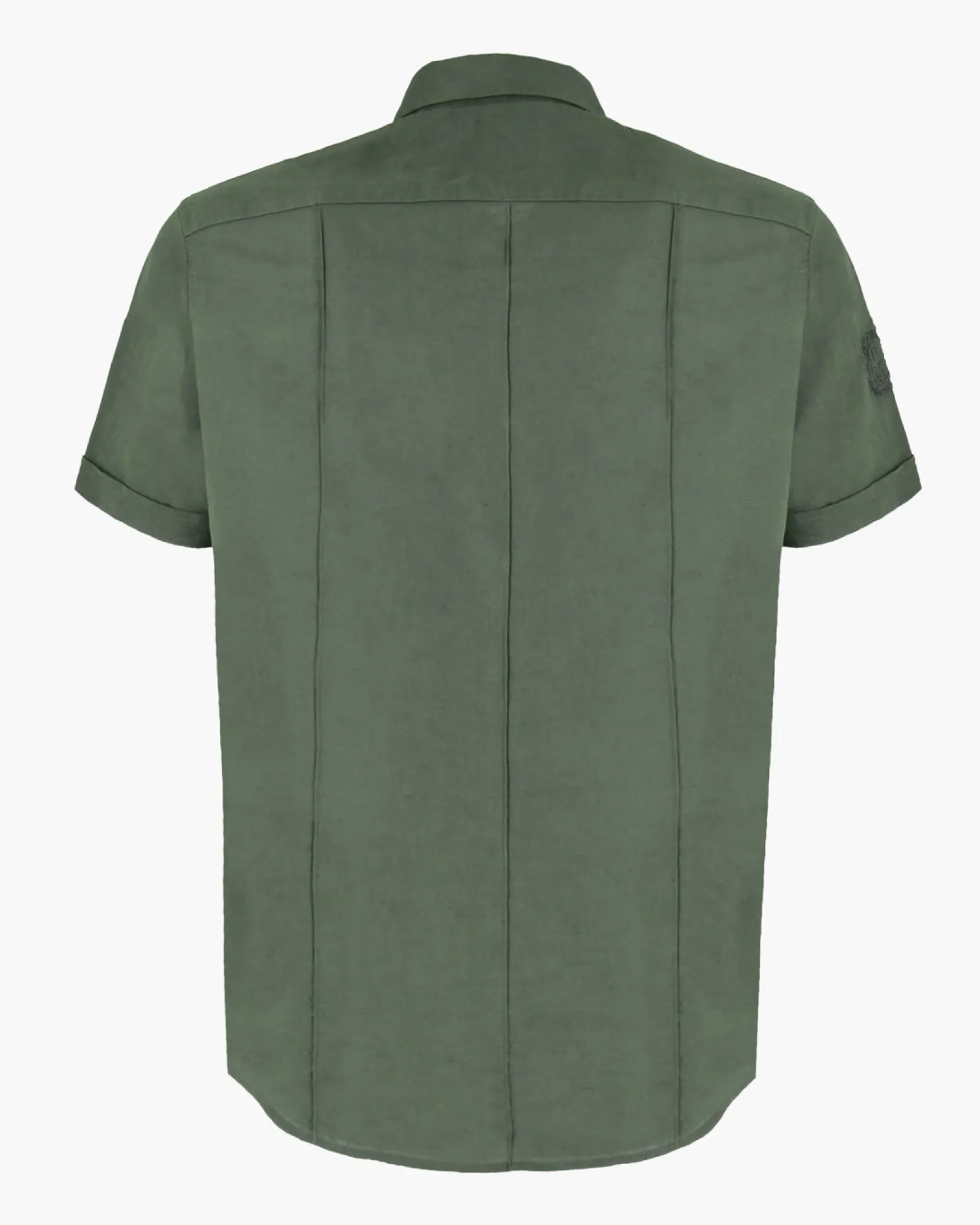 BLUE LEMON - Camicia manica corta verde militare in lino