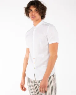 BLUE LEMON - CAMICIA MANICA CORTA LINO