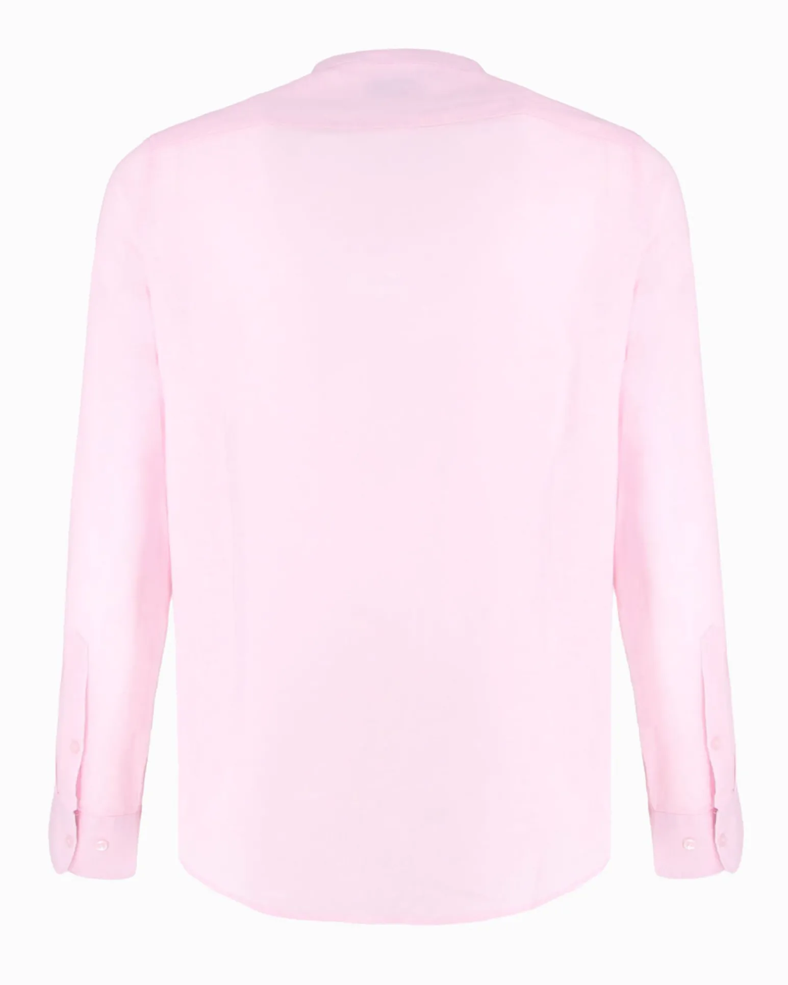 BLUE LEMON - Camicia manica lunga rosa con collo corano in lino