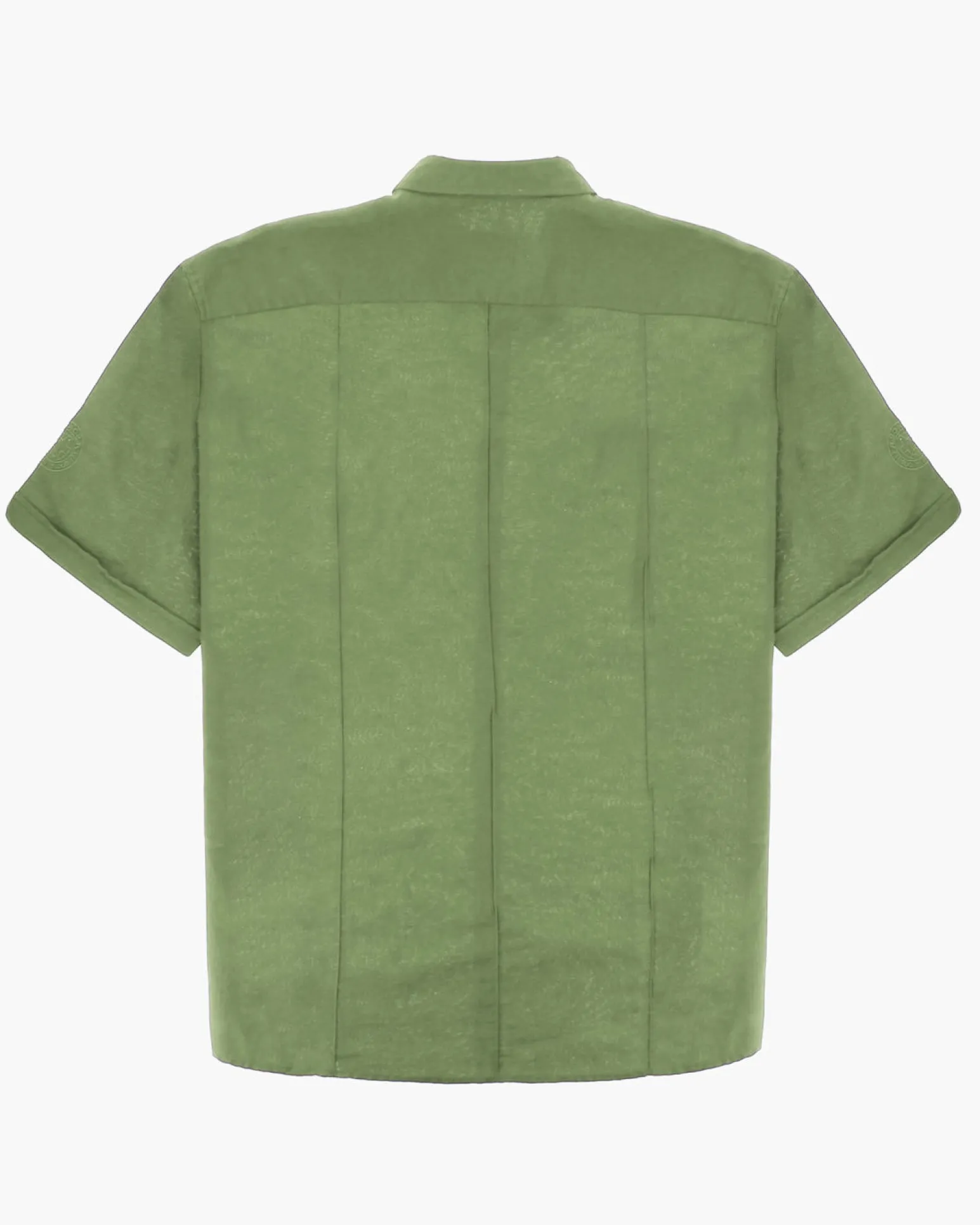 BLUE LEMON - Camicia over manica corta verde salvia in lino