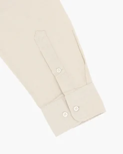 BLUE LEMON - OVER CAMICIA MANICA LUNGA LINO BEIGE COLLO COREANO