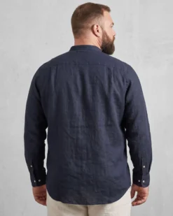 BLUE LEMON - OVER CAMICIA MANICA LUNGA LINO COLLO COREANO