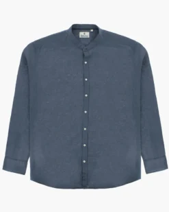 BLUE LEMON - OVER CAMICIA MANICA LUNGA LINO COLLO COREANO