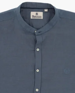 BLUE LEMON - OVER CAMICIA MANICA LUNGA LINO COLLO COREANO