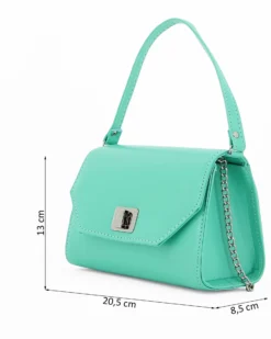 Borsa a mano acquamarina con chiusura girello - MADE IN ITALY - ANNES NICOLE