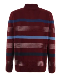 BREZZA DI MARE - MAGLIA MANICA LUNGA BORDEAUX MEZZA ZIP F12  A RIGHE