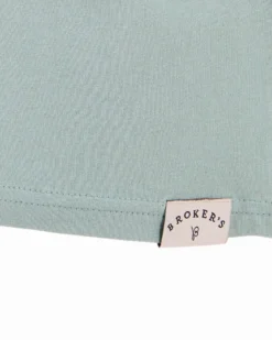 BROKER'S - Tshirt manica corta verde salvia con stampa in cotone