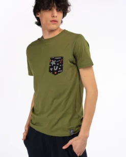 BROKER'S - Tshirt mezza manica con taschino e stampa