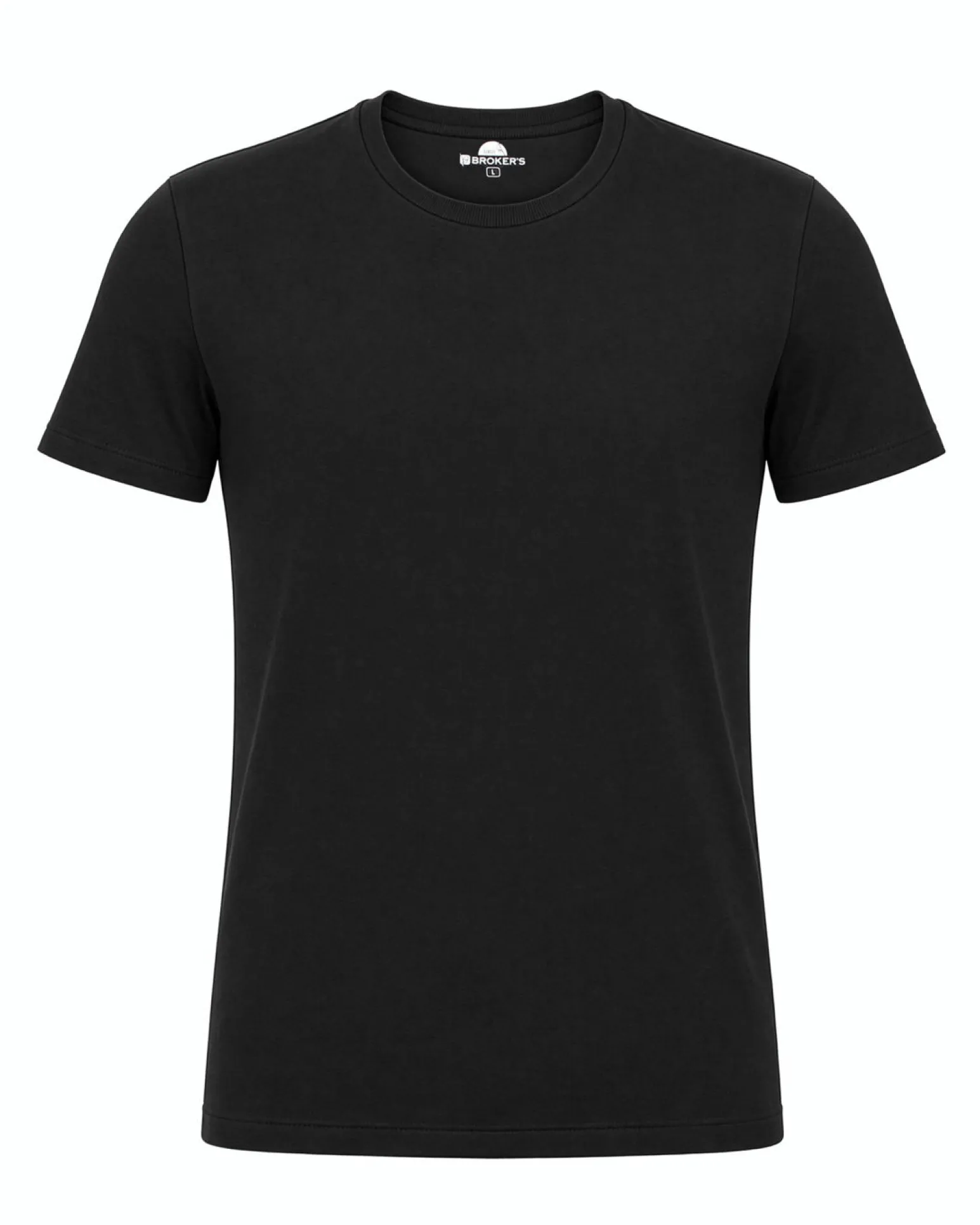BROKER'S - Tshirt mezza manica con scollo a girocollo BAMBOO nero