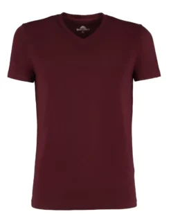 BROKERS - Tshirt mezza manica scollo a V in BAMBOO bordeaux