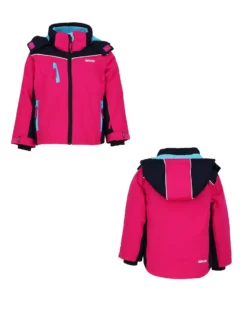 BRUGI - Completo da sci bambina fuchsia e nero impermeabile e antivento con cappuccio