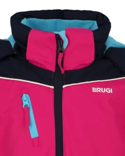 BRUGI - Completo da sci bambina fuchsia e nero impermeabile e antivento con cappuccio