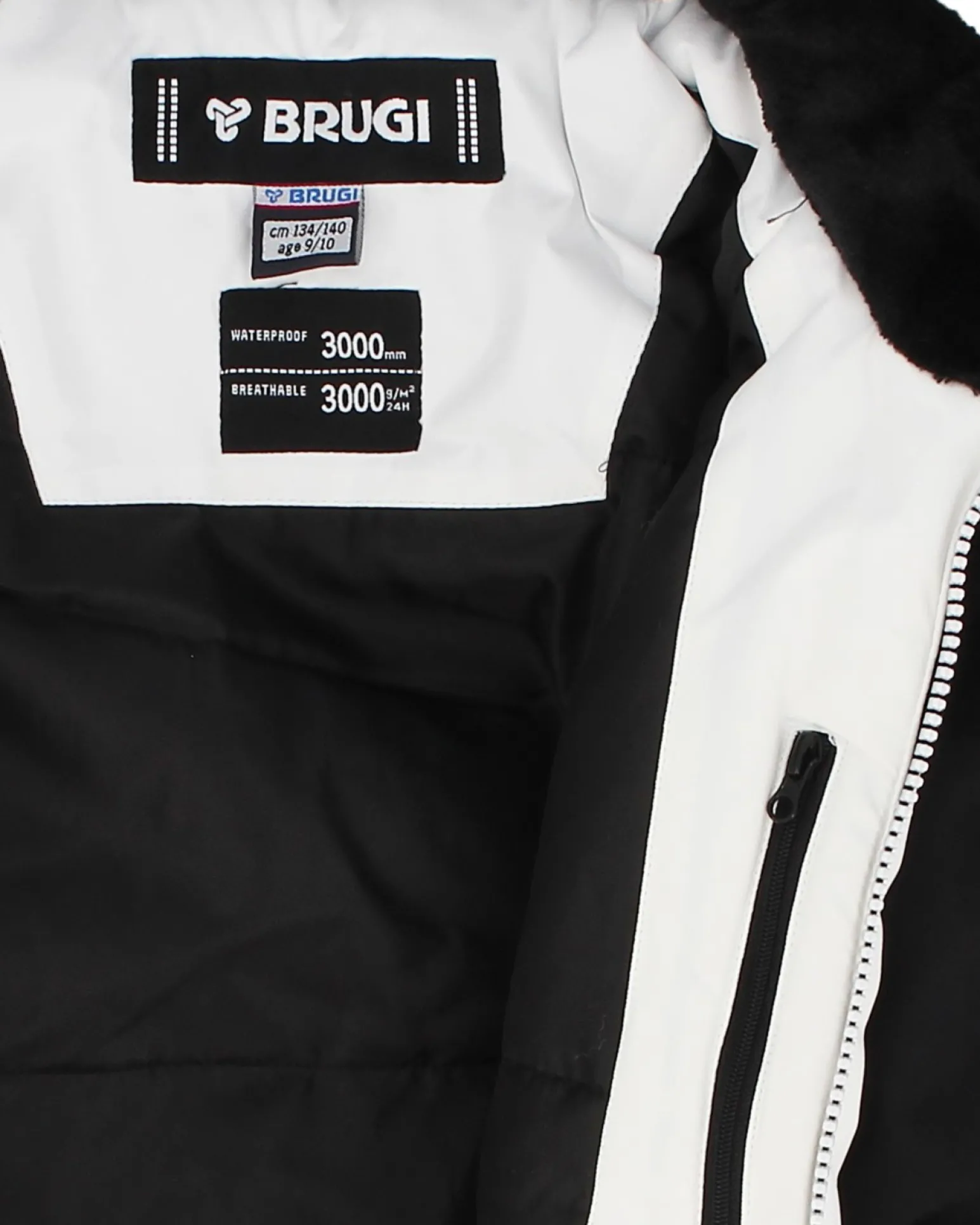 BRUGI - Completo da sci bambina bianco e fuchsia impermeabile antivento e traspirante con cappuccio