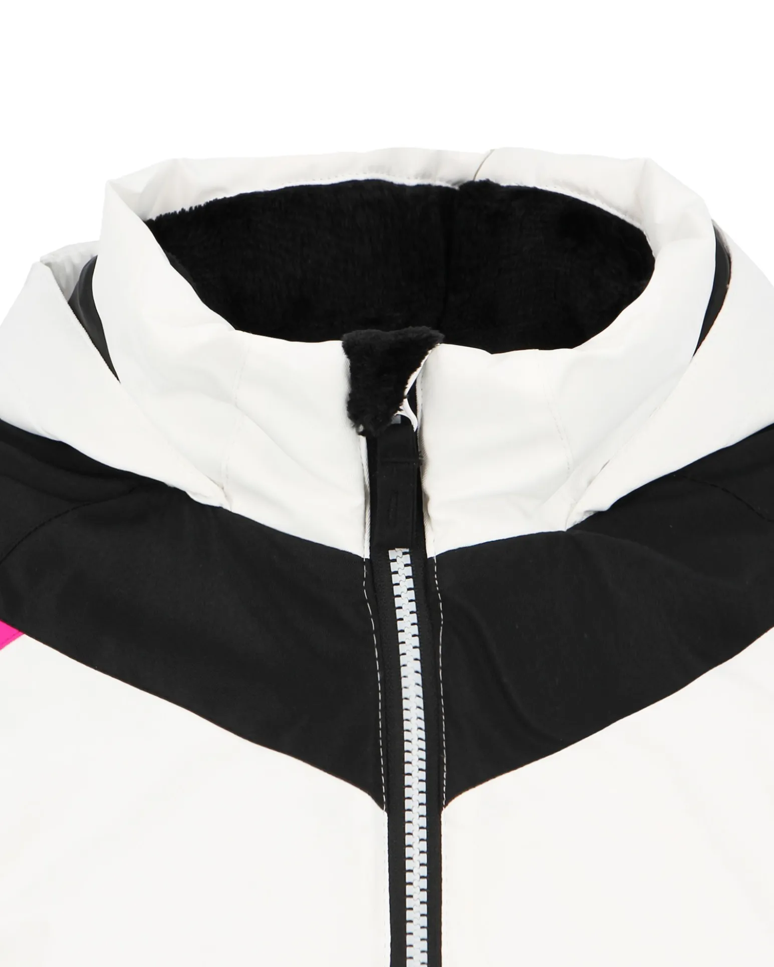 BRUGI - Completo da sci bambina bianco e fuchsia impermeabile antivento e traspirante con cappuccio