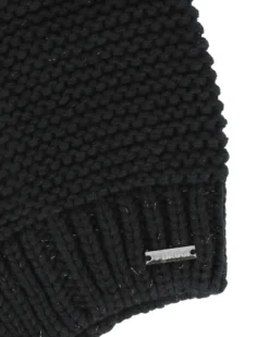 BRUGI - Cuffia nera a maglia da donna con fodera in pile