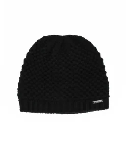 BRUGI - Cuffia nera a maglia da donna con fodera in pile