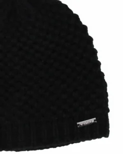 BRUGI - Cuffia nera a maglia da donna con fodera in pile
