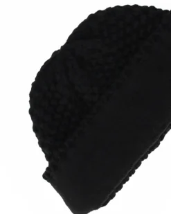 BRUGI - Cuffia nera a maglia da donna con fodera in pile