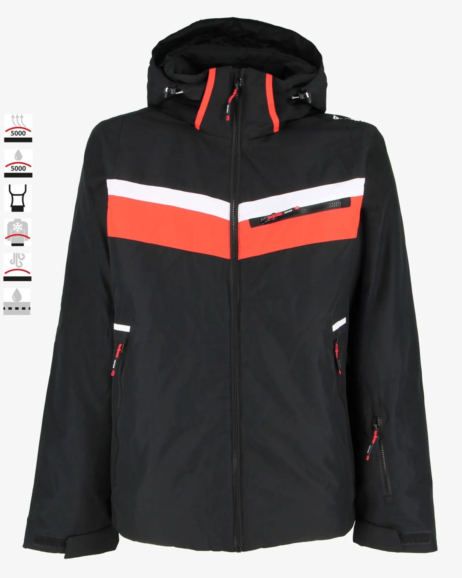 BRUGI - GIACCA DA SCI UOMO NERA, ARANCIO E BANCO 5000, AJ1E-T62K