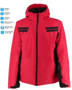 BRUGI - GIACCA DA SCI UOMO ROSSA E NERA 3000, AJ1B-T54T