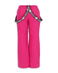 BRUGI - Pantalone da sci bambina fuchsia impermeabile traspirante antivento con bretelle regolabili