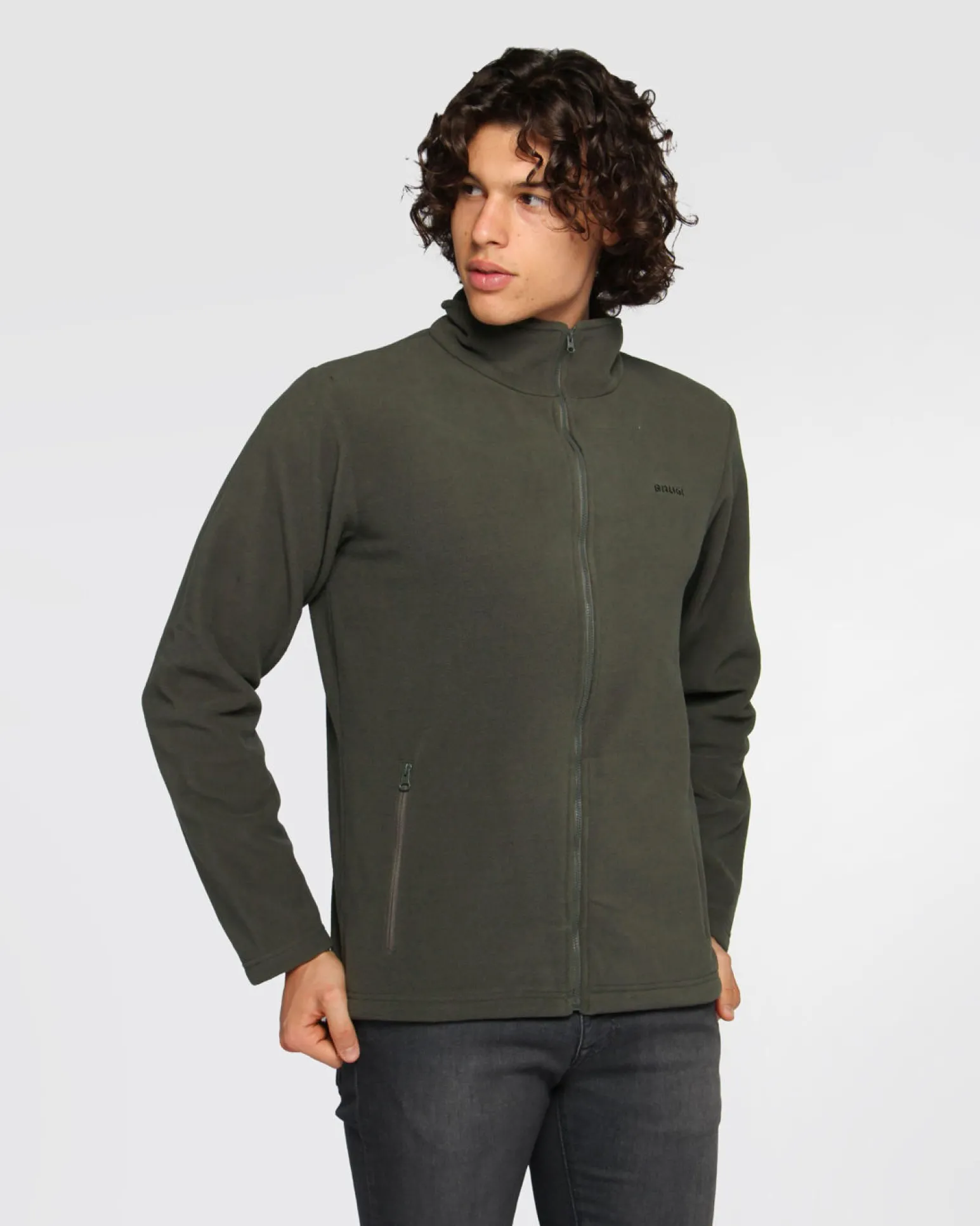 BRUGI - PILE FULL ZIP UOMO VERDE SCURO, 9GZA-TZ17-727