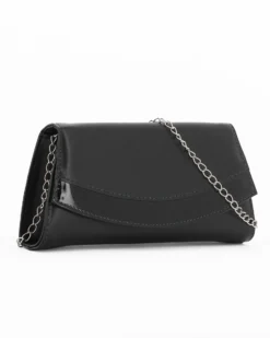 Bustina pochette nera con fascia vernice frontale MADE IN ITALY - ANNES NICOLE