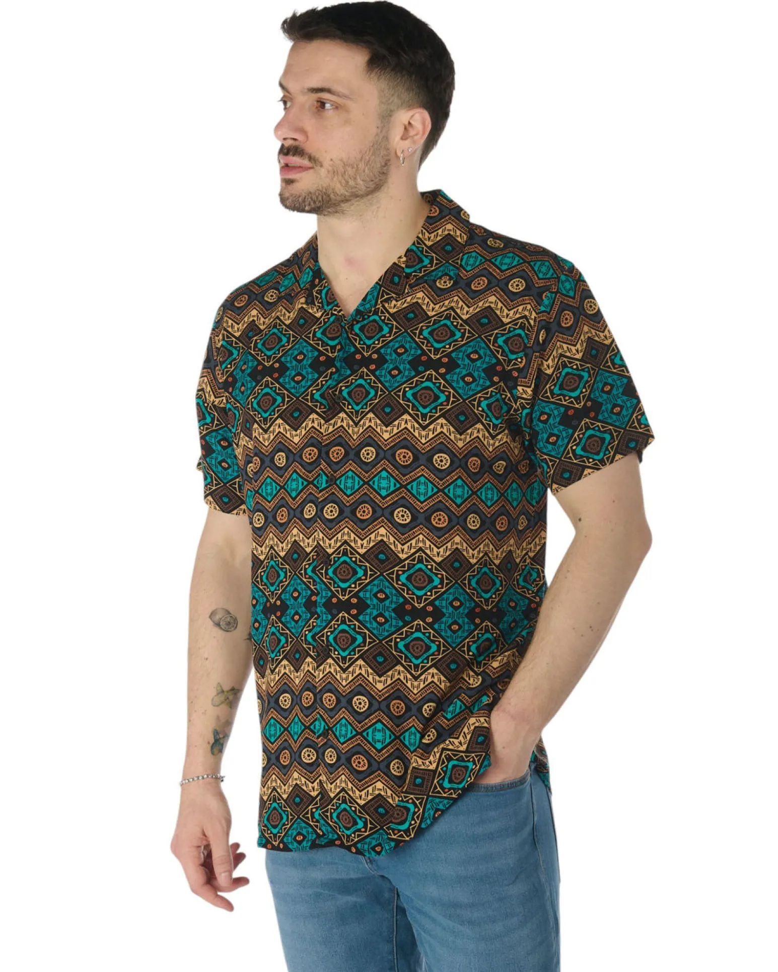 CAMICIA MEZZA MANICA COLLO SCIALLATO