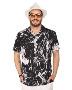 CAMICIA MEZZA MANICA FANTASIA COLLO SCIA
