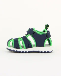 CANGURO - Sandalo bimbo blu con inserti verde fluo 20/25