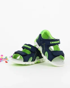 CANGURO - Sandalo bimbo blu con inserti verdi 20/26