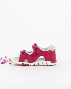 CANGURO - Sandalo da bimba fuxia e bianco con stelle e glitter  20/26