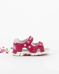 CANGURO - Sandalo da bimba fuxia e bianco con stelle e glitter  20/26