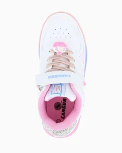 CANGURO - Sneakers bianca con fondo multicolor e strappo, numerata 31/36