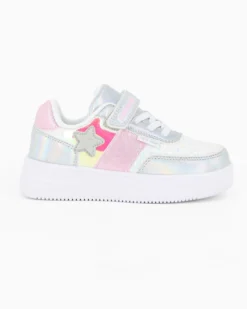 CANGURO - Sneakers rosa e argento da bimba con strappo, numerata 24/30