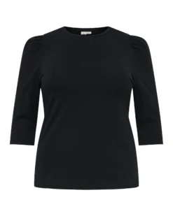 CARMAKOMA - MAGLIA NERA MANICA 3/4 CARTIME PUFF DA DONNA