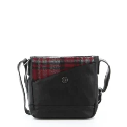 CARRERA - Borsello nero con patta ed inserto scozzese interno